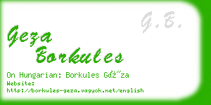 geza borkules business card